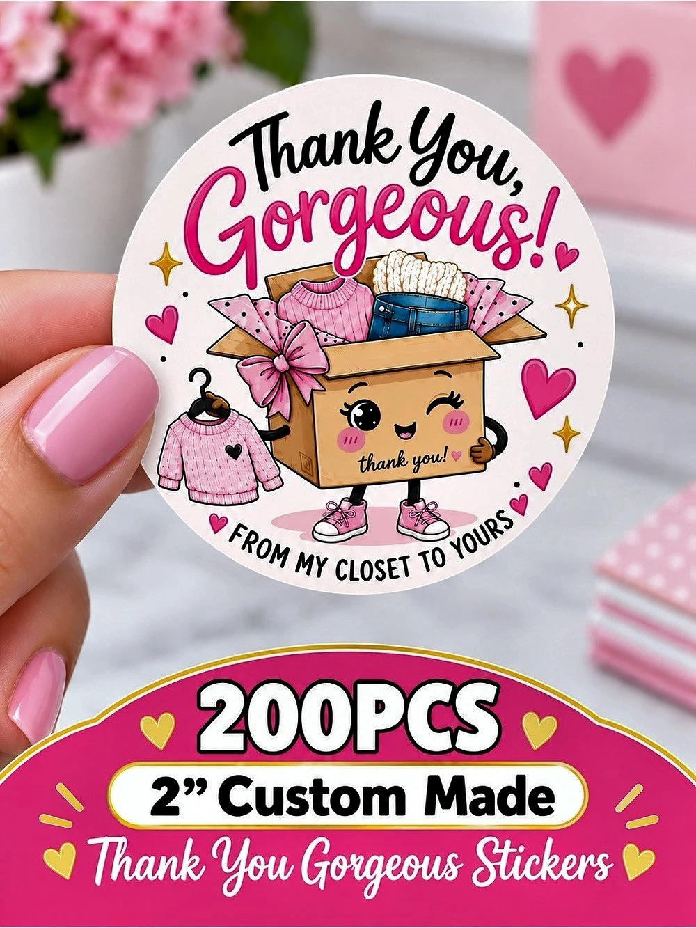 200pc 2-Inch Thank You Stickers NWT